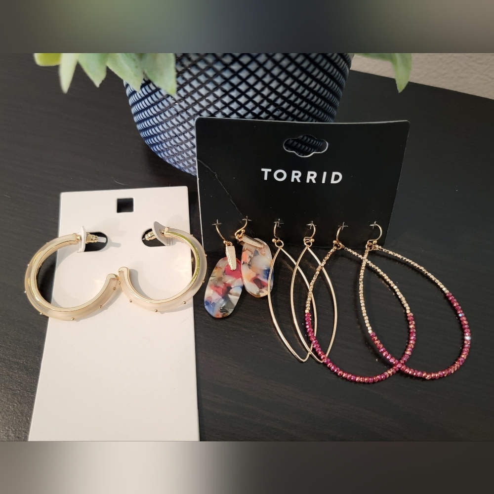 Torrid Gold, Multicolor Hoops, Geometric Studs, and Hoop Sets (12 sets total)